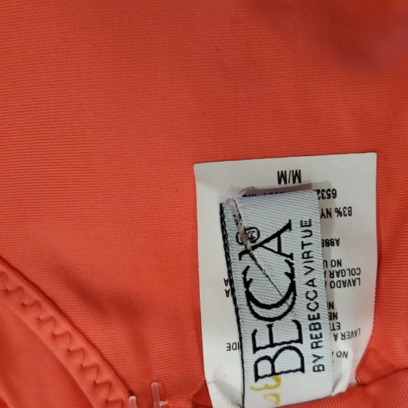 Becca Virtue M Janis Macrame High Neck in Coral Bikini Swim Top & Bottom - Picture 8 of 12